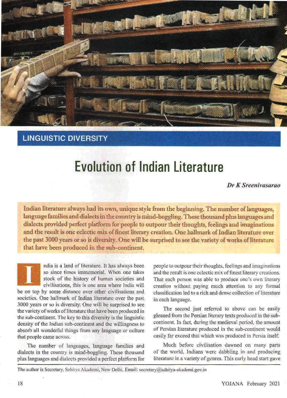 Evolution of Indian Literature UPSC